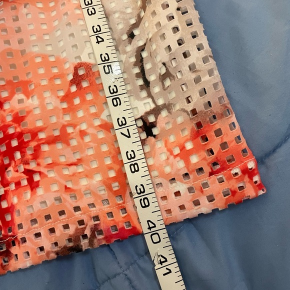 SANDRA Darren sheath Dress Sz 16 mesh floral print short Sleeve white peach gray - Picture 9 of 12